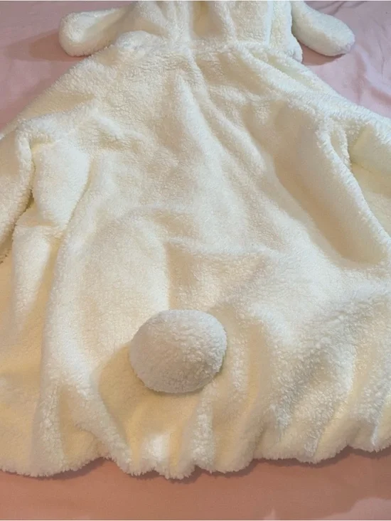 NWT Kawaii Huhu EGL Lolita White & Pink Bunny Hooded Coat + Leg Warmers Set - Picture 4 of 9